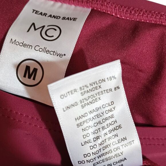 NWT Modern Collective Ruched Ruffle Bikini Set M Wine V-Neck High Waist Swimsuit - Picture 8 of 8